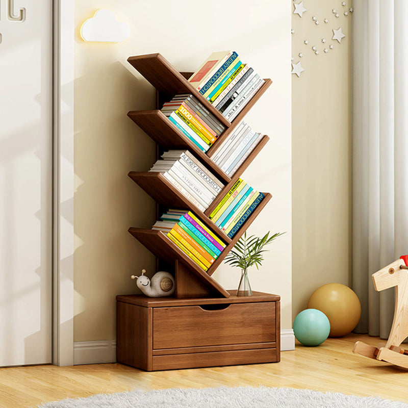 Rectangular Solid Wood Eco-Friendly Bookshelf 6/8/10/12 Tier for Home Office-Furniture > Bookshelves-casanuva-Small-Walnut Color-casanuva