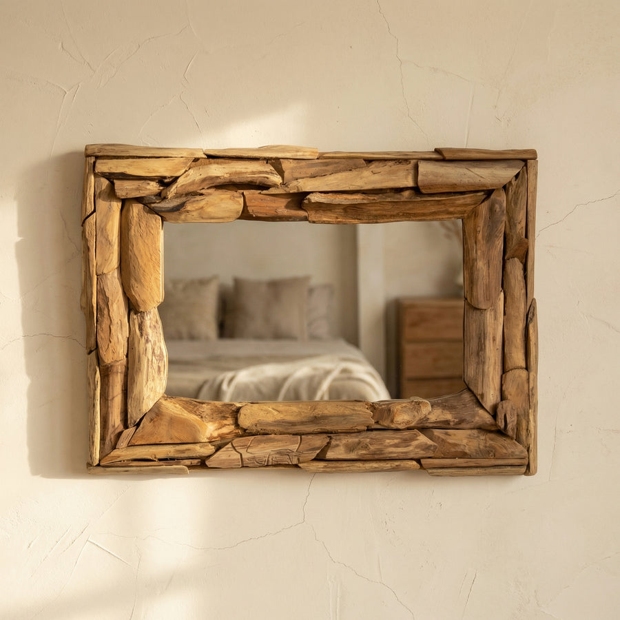 Rectangular Wall Mirror Recycled Teak Wood-Home Decor > Decorative Accessories-casanuva-casanuva