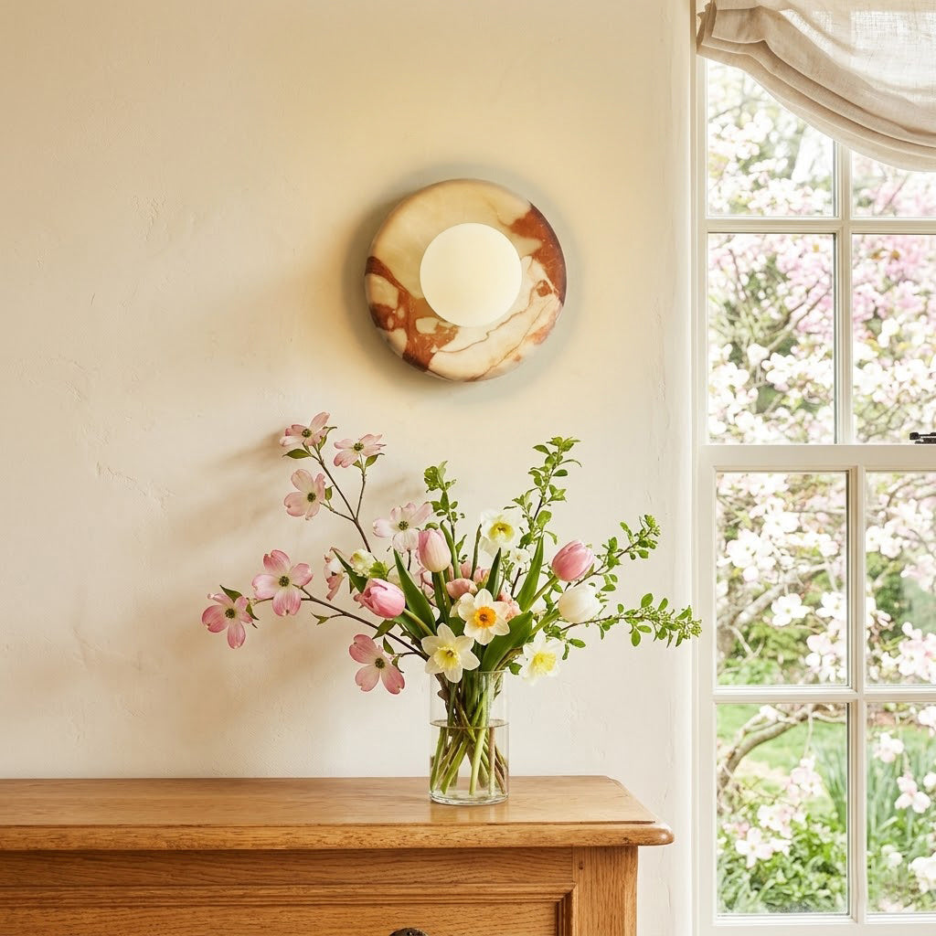 Red Marble Wall Sconce-Lighting > Wall Lights-casanuva-casanuva