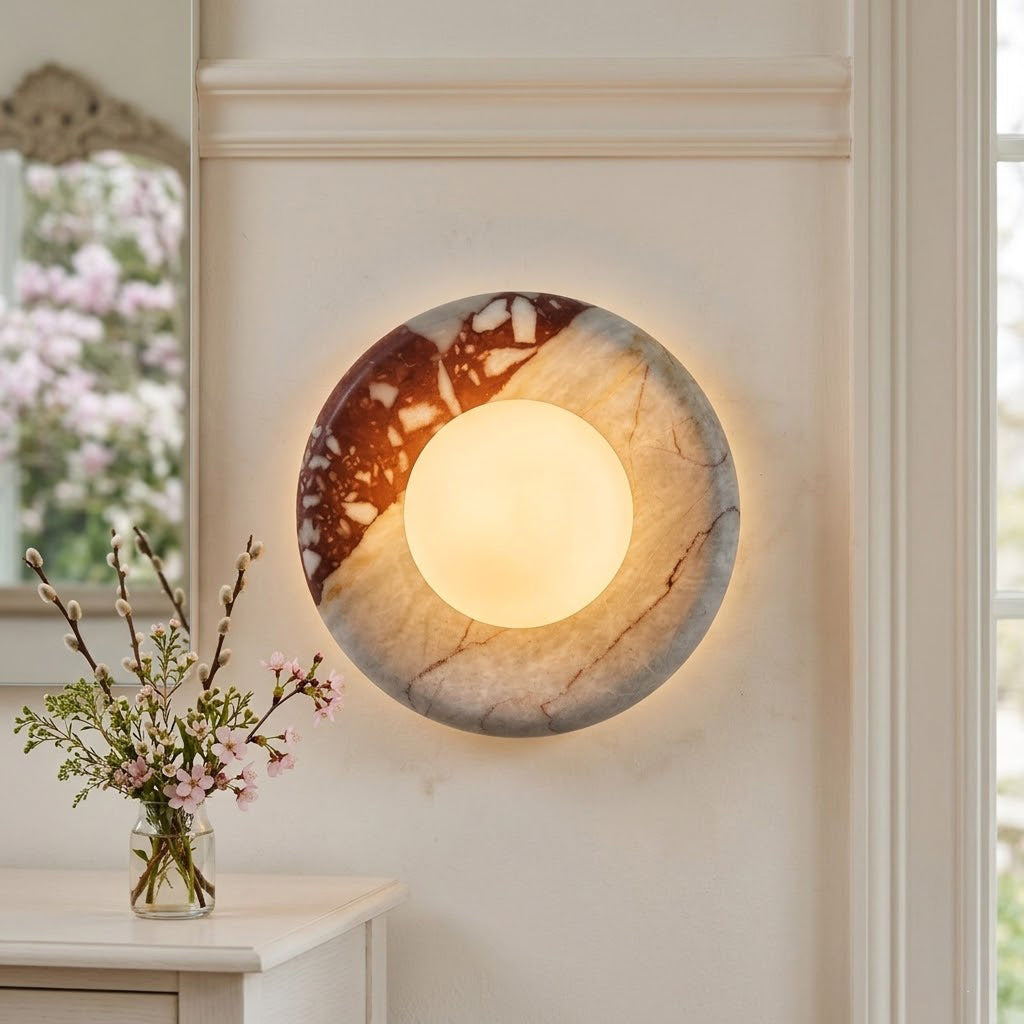 Red Marble Wall Sconce-Lighting > Wall Lights-casanuva-casanuva