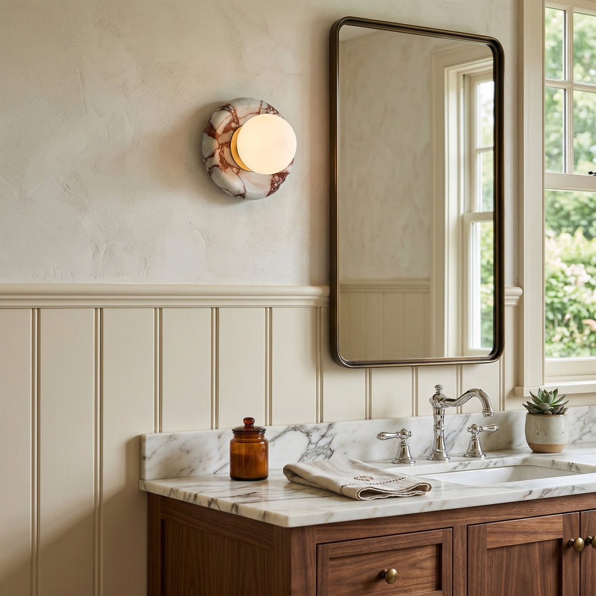 Red Marble Wall Sconce-Lighting > Wall Lights-casanuva-casanuva