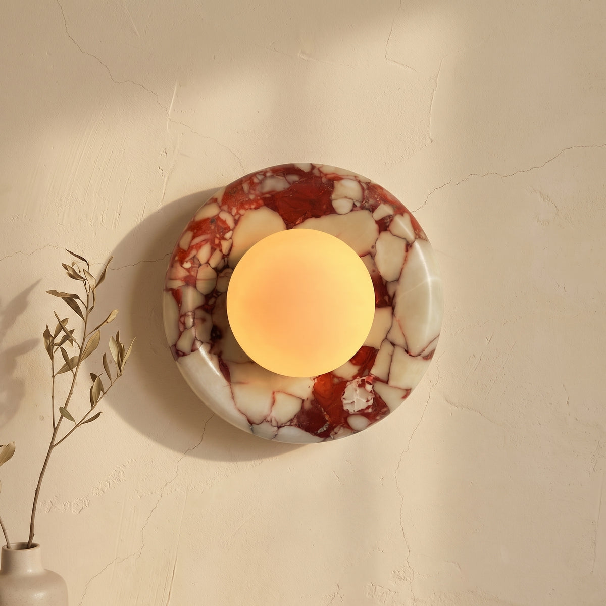 Red Marble Wall Sconce-Lighting > Wall Lights-casanuva-casanuva
