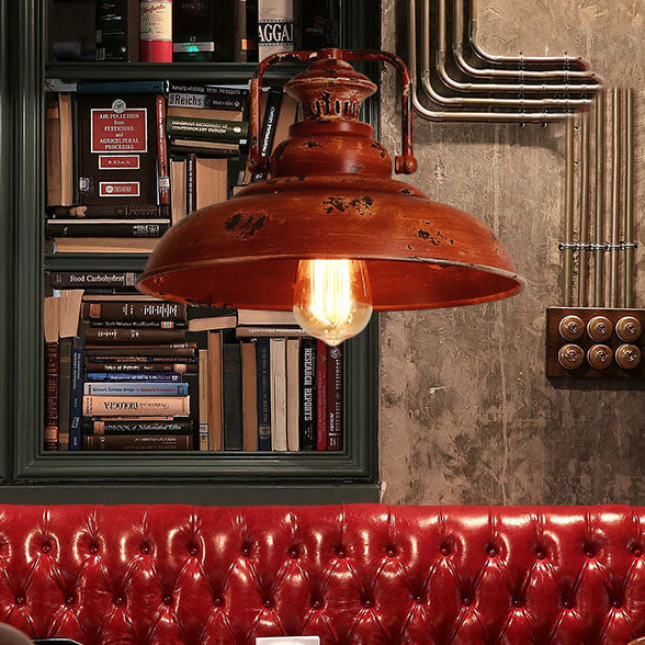 Red Rust Dome Pendant Light 1-Light Retro Design-Lighting > Pendant Lights-casanuva-100V-120V-casanuva