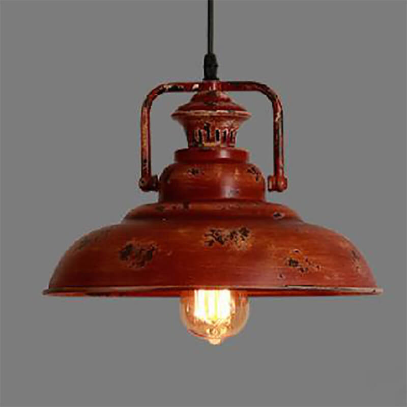 Red Rust Dome Pendant Light 1-Light Retro Design-Lighting > Pendant Lights-casanuva-220V-240V-casanuva