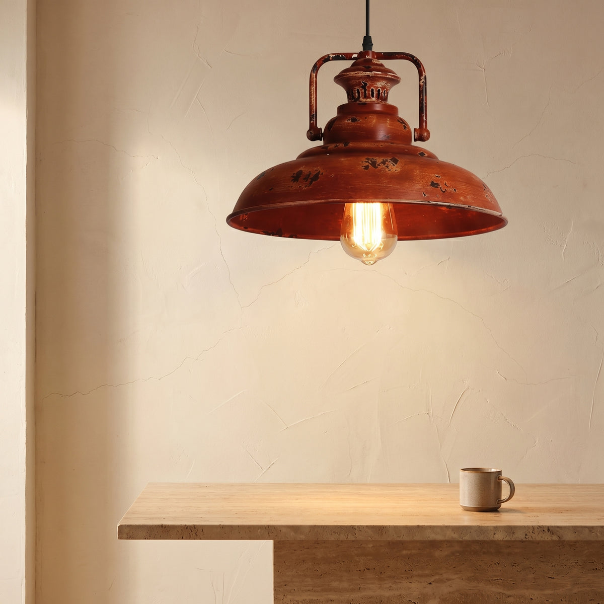 Red Rust Dome Pendant Light 1-Light Retro Design-Lighting > Pendant Lights-casanuva-casanuva