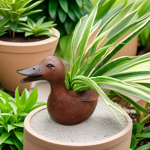 Resin Duck Plant Pot Handcrafted Decorative Planter for Balcony Garden-Home Decor > Decorative Accessories-casanuva-casanuva