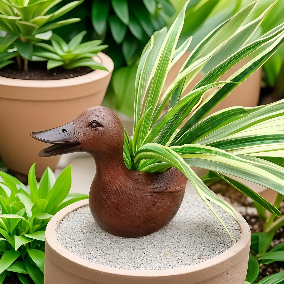 Resin Duck Plant Pot Handcrafted Decorative Planter for Balcony Garden-Home Decor > Decorative Accessories-casanuva-casanuva