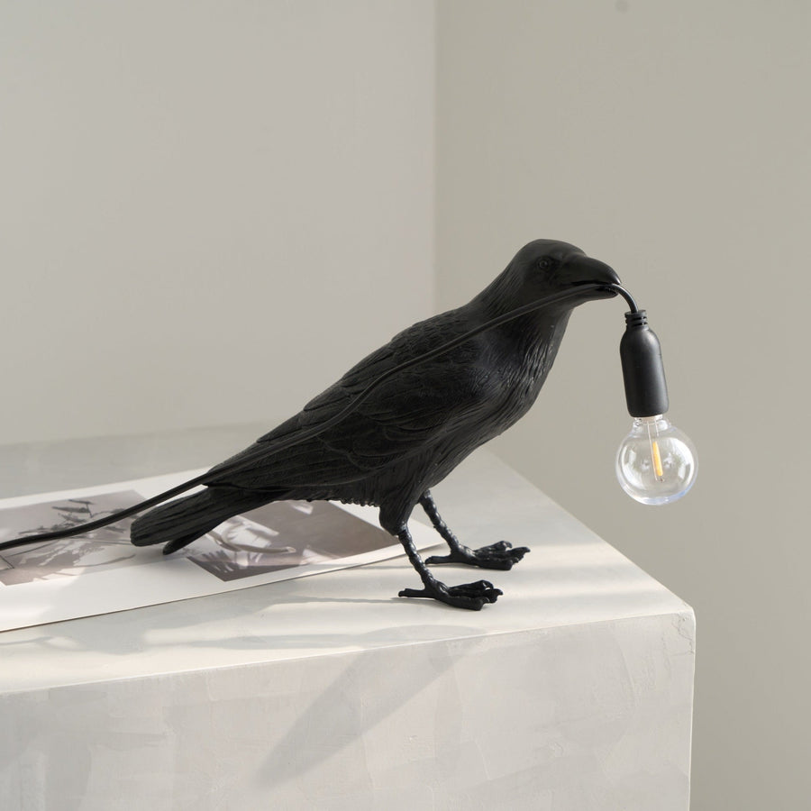 Resin Table Lamp with Raven Design-Lighting > Table Lamps-casanuva-casanuva