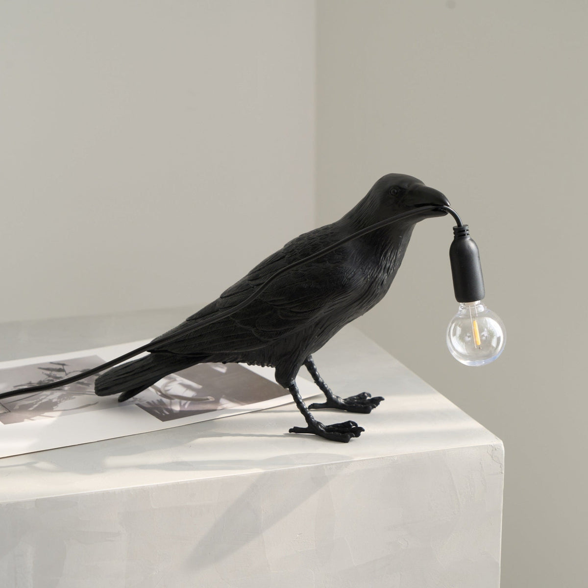Resin Table Lamp with Raven Design-Lighting > Table Lamps-casanuva-casanuva