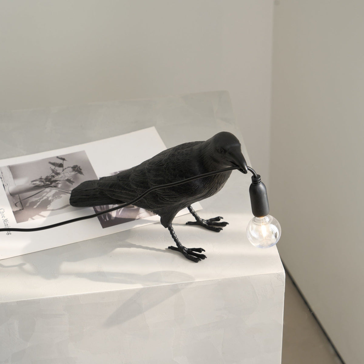Resin Table Lamp with Raven Design-Lighting > Table Lamps-casanuva-casanuva