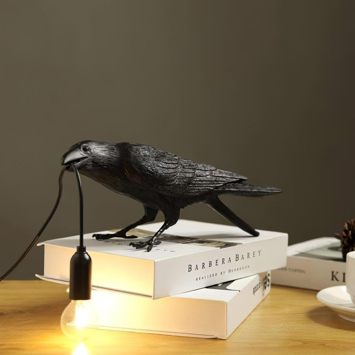 Resin Table Lamp with Raven Design-Lighting > Table Lamps-casanuva-casanuva