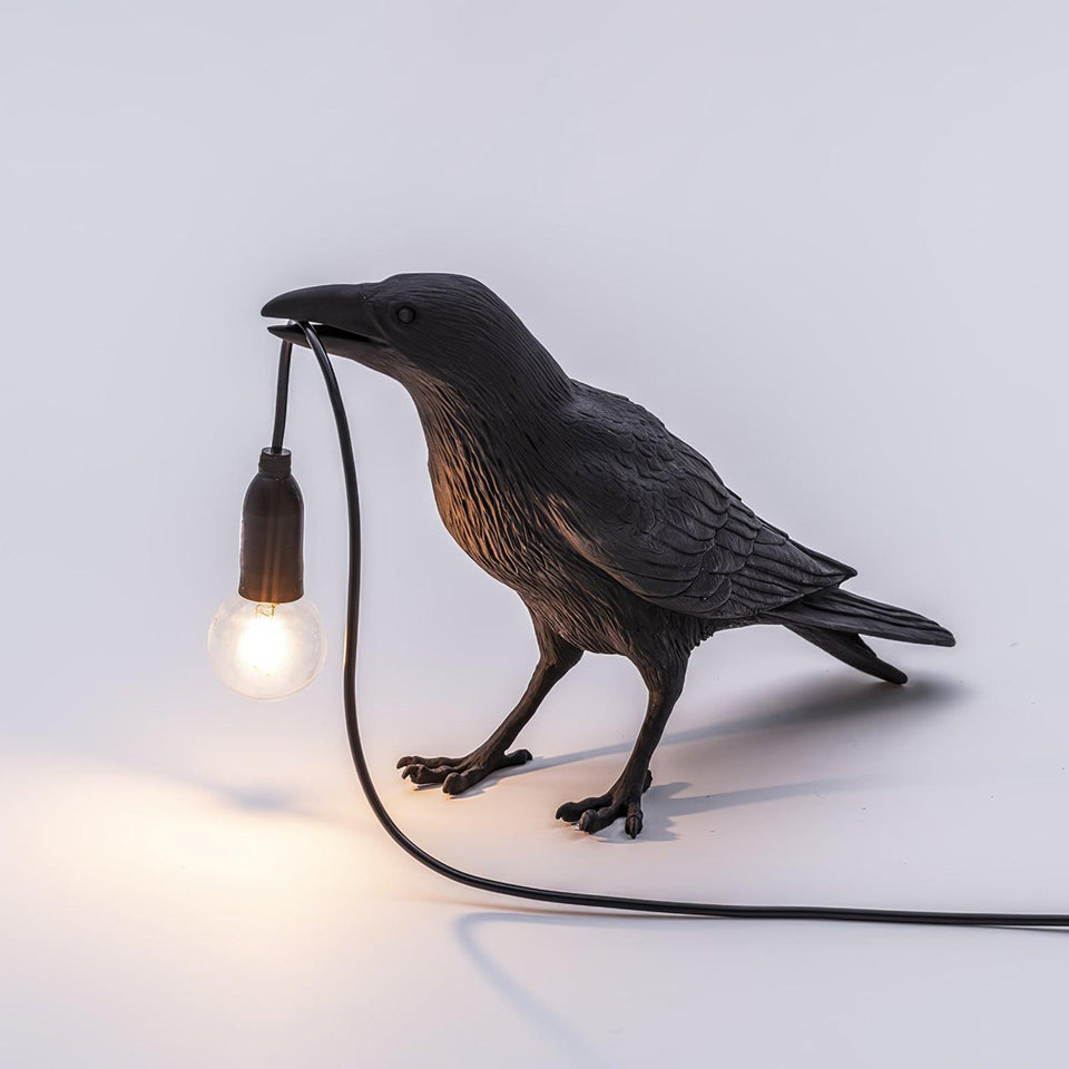 Resin Table Lamp with Raven Design-Lighting > Table Lamps-casanuva-30.5cmx18cm-Black-US Plug-casanuva