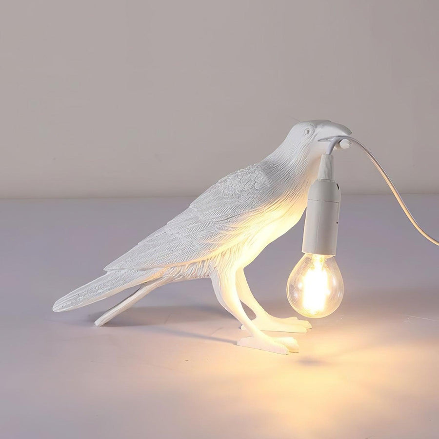 Resin Table Lamp with Raven Design-Lighting > Table Lamps-casanuva-30.5cmx18cm-White-US Plug-casanuva
