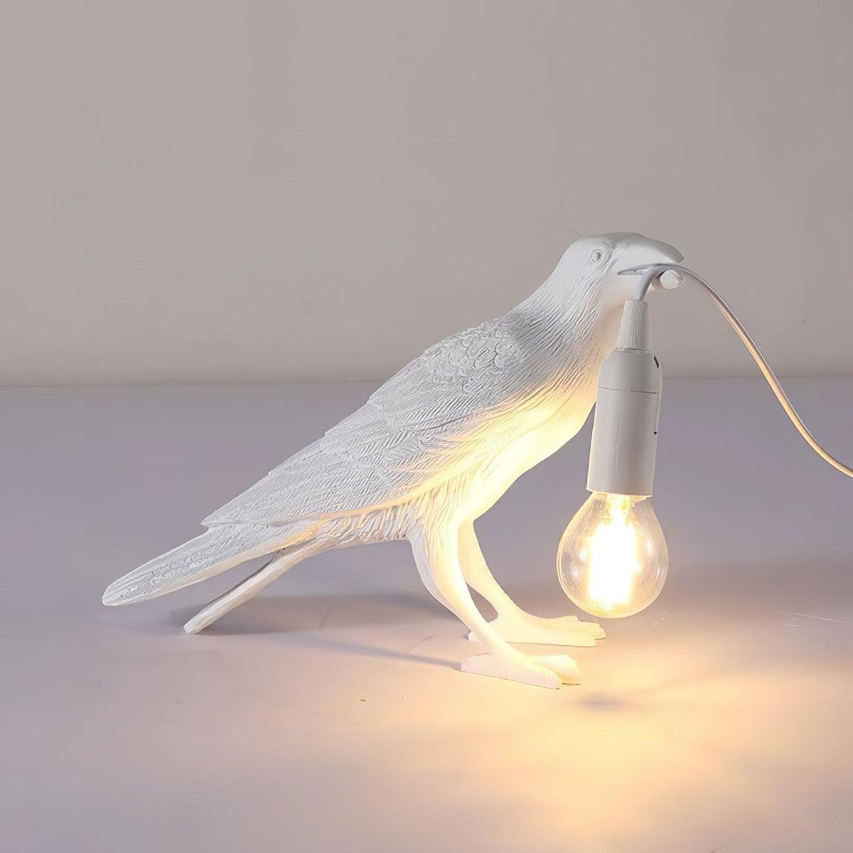 Resin Table Lamp with Raven Design-Lighting > Table Lamps-casanuva-30.5cmx18cm-White-US Plug-casanuva