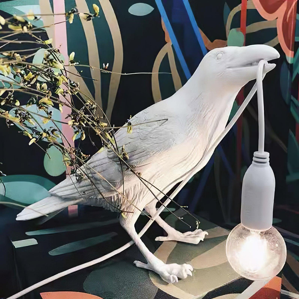 Resin Table Lamp with Raven Design-Lighting > Table Lamps-casanuva-casanuva