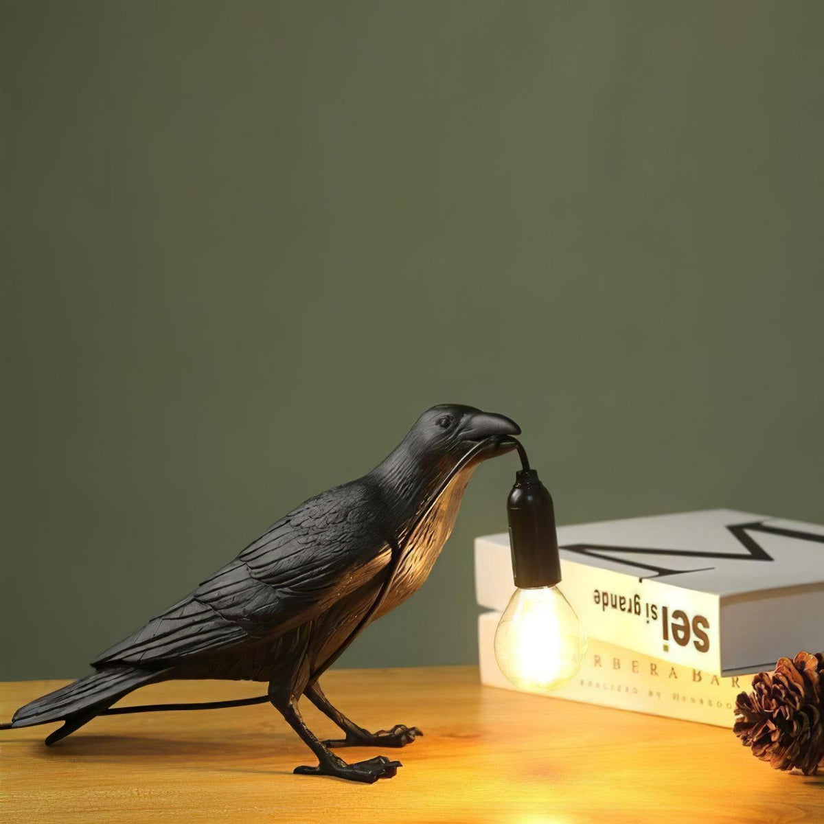 Resin Table Lamp with Raven Design-Lighting > Table Lamps-casanuva-casanuva