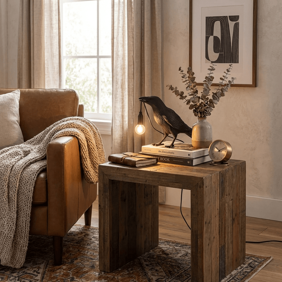 Resin Table Lamp with Raven Design-Lighting > Table Lamps-casanuva-casanuva
