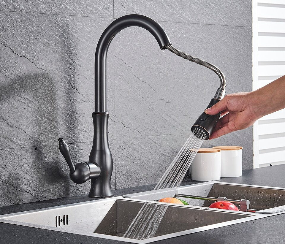 Retractable Stainless Steel Kitchen Faucet 360 Degree Swivel-Kitchen & Dining > Kitchen Faucets-casanuva-casanuva