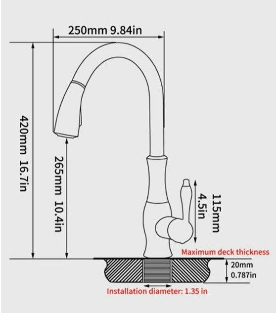 Retractable Stainless Steel Kitchen Faucet 360 Degree Swivel-Kitchen & Dining > Kitchen Faucets-casanuva-casanuva