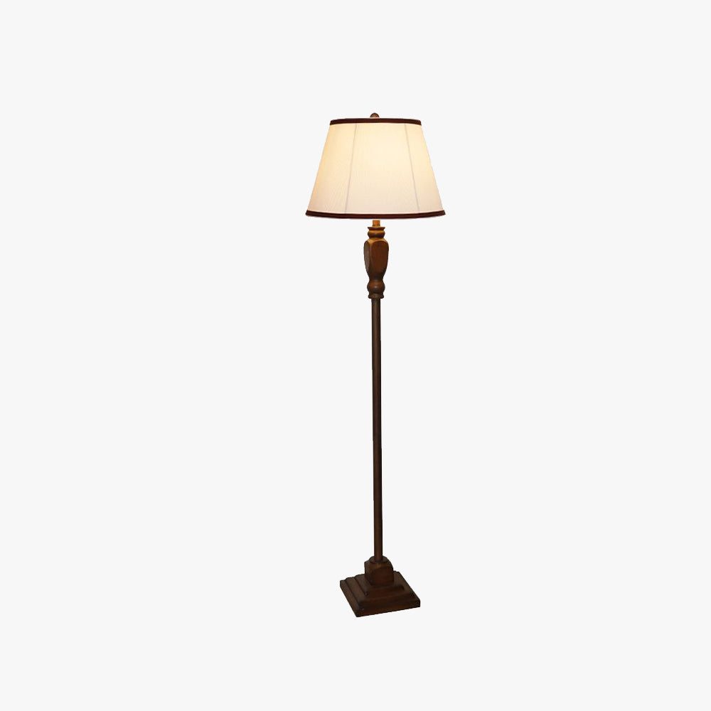 Retro Drum Floor Lamp Beige Khaki Fabric Shade Metal Base-Lighting > Floor Lamps-casanuva-casanuva