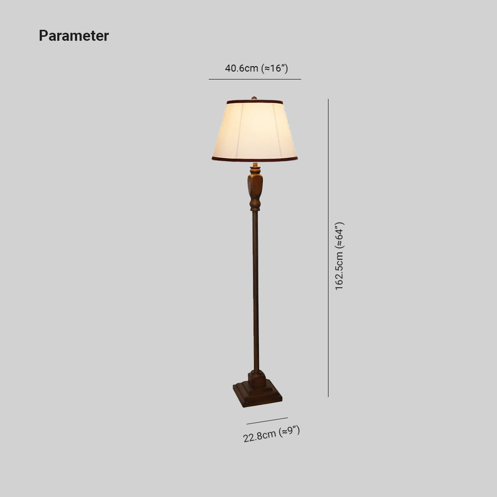 Retro Drum Floor Lamp Beige Khaki Fabric Shade Metal Base-Lighting > Floor Lamps-casanuva-casanuva