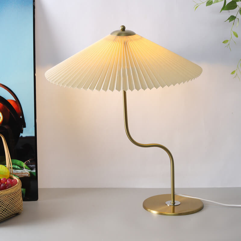 Retro Pleated Umbrella Table Lamp 1-Light Decorative Accent-Lighting > Table Lamps-casanuva-casanuva