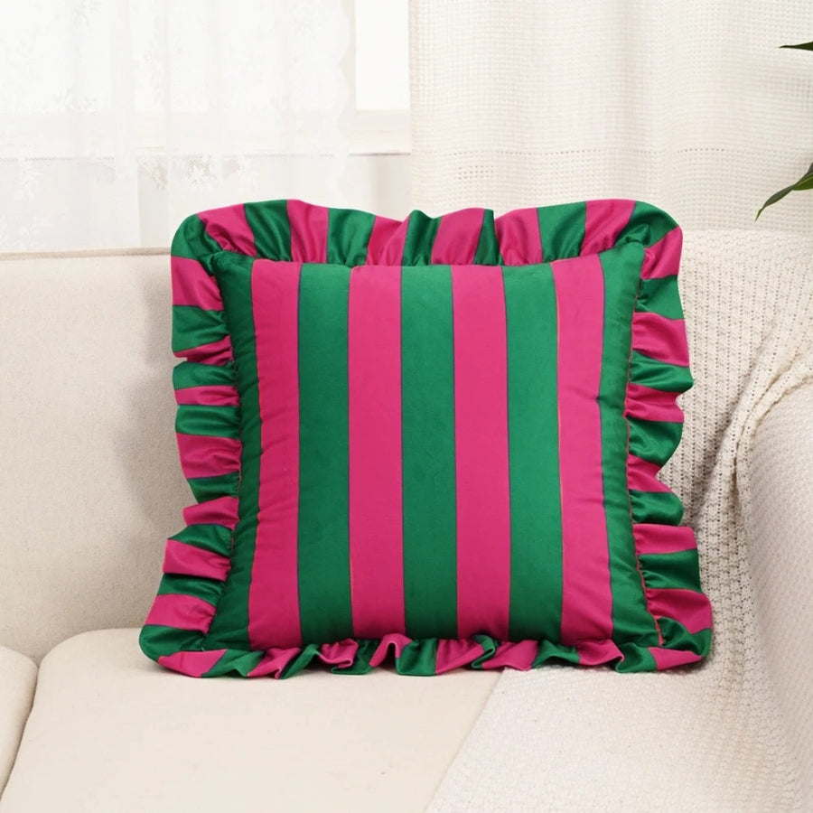 Retro Striped Ruffle Cushion Cover-Covers & Textiles > Cushion Covers-casanuva-Jungle Pop-casanuva