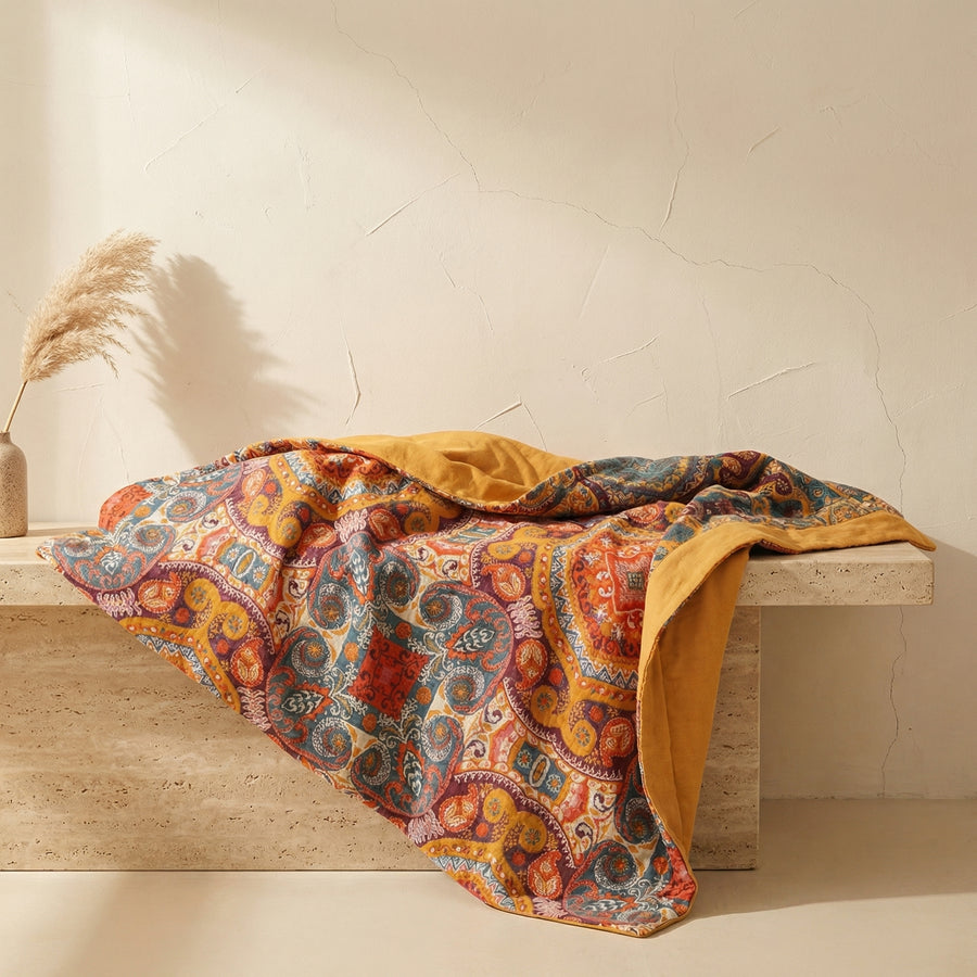 Reversible Boho Blanket-Bedding & Bath > Blankets-casanuva-casanuva