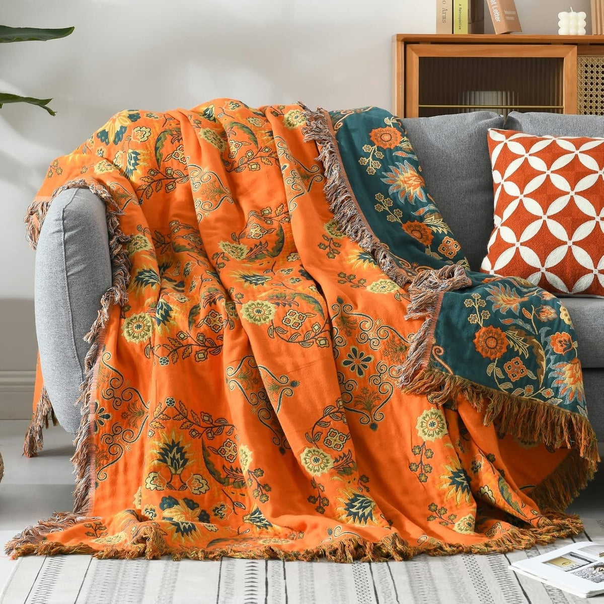 Reversible Marigold Throw Blanket-Bedding & Bath > Blankets-casanuva-casanuva