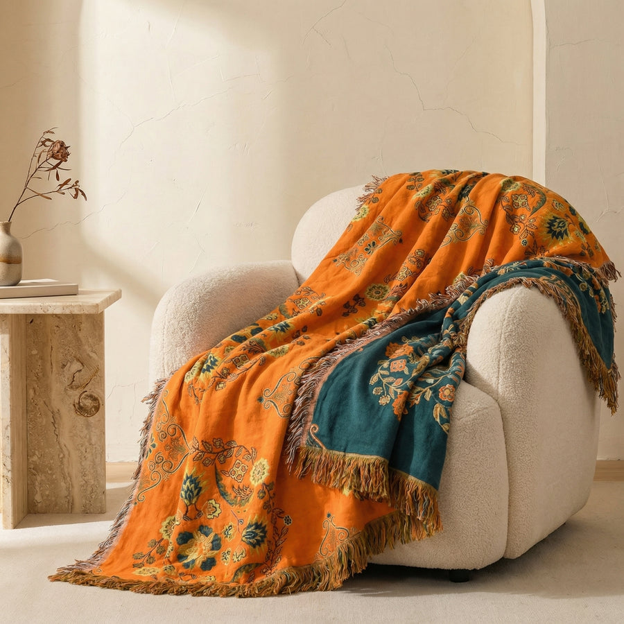 Reversible Marigold Throw Blanket-Bedding & Bath > Blankets-casanuva-casanuva