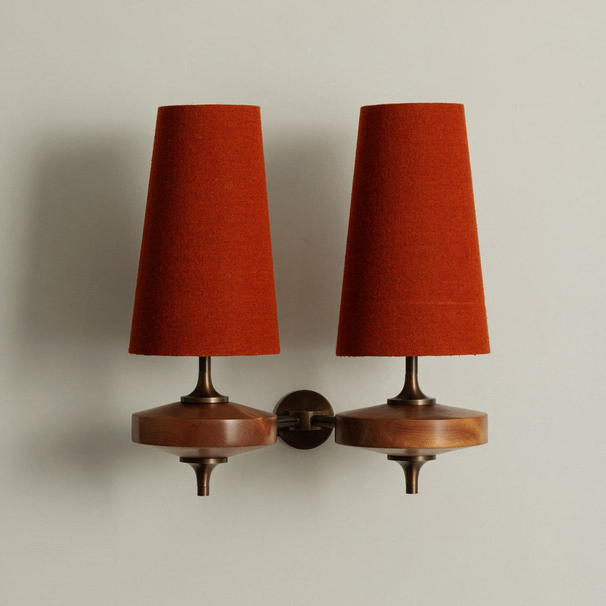 Rho Wall Lamp LED-Lighting > Wall Lights-casanuva-2 heads 2 heads 34cmx22cm-Walnut color & Red-casanuva