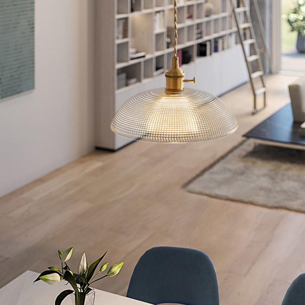 Ribbed Glass Pendant Light Vintage Design-Lighting > Pendant Lights-casanuva-casanuva