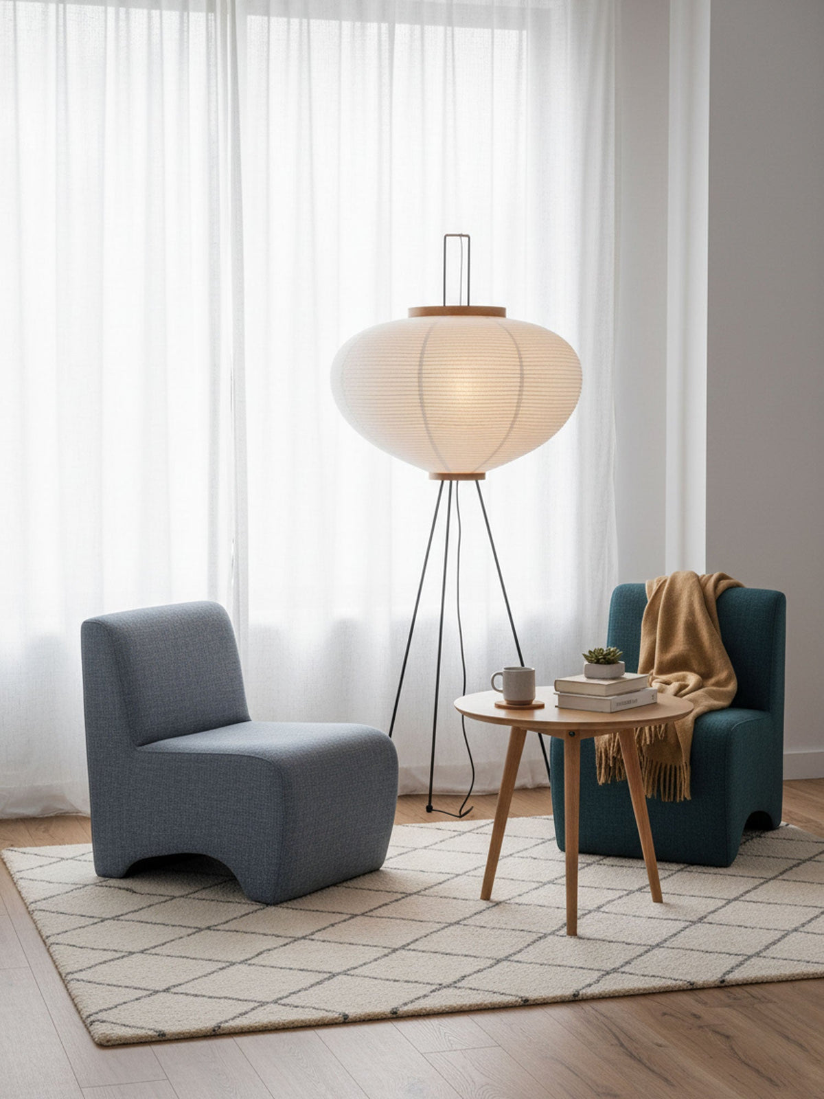 Rice Paper Floor Lamp with Soft Glow Lighting-Lighting > Floor Lamps-casanuva-casanuva