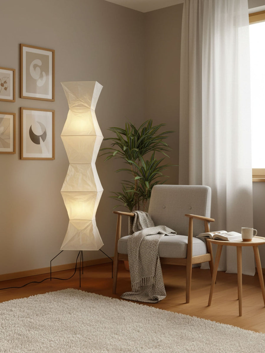 Rice Paper Floor Lamp with Soft Glow Lighting-Lighting > Floor Lamps-casanuva-casanuva