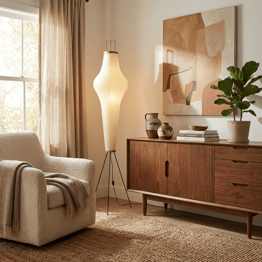 Rice Paper Floor Lamp with Soft Glow Lighting-Lighting > Floor Lamps-casanuva-casanuva