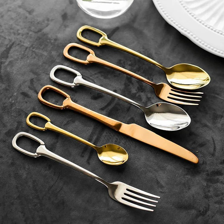 Ringlet Flatware Set 18/10 Stainless Steel with Ring Handle-Kitchen & Dining > Cutlery-casanuva-casanuva