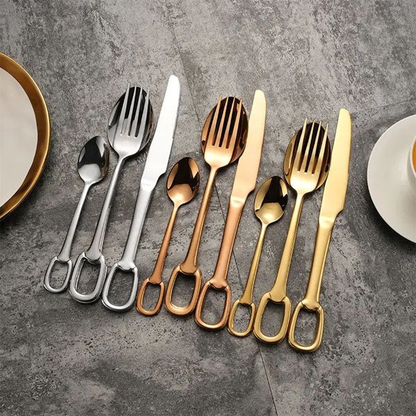 Ringlet Flatware Set 18/10 Stainless Steel with Ring Handle-Kitchen & Dining > Cutlery-casanuva-casanuva