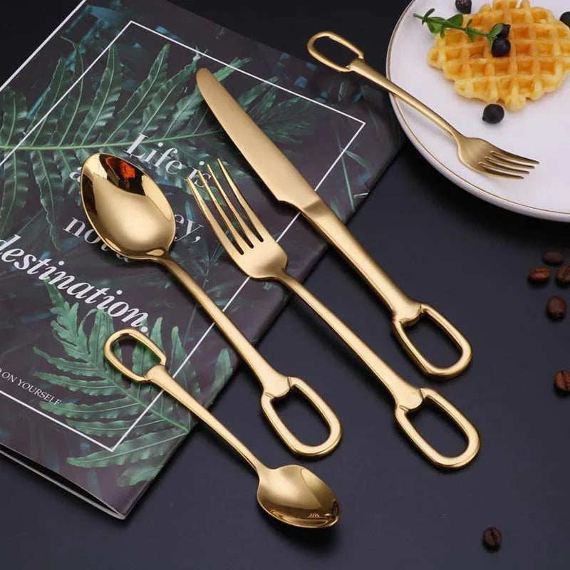 Ringlet Flatware Set 18/10 Stainless Steel with Ring Handle-Kitchen & Dining > Cutlery-casanuva-casanuva