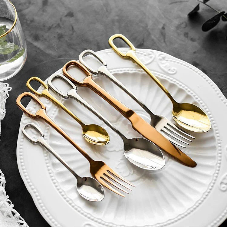 Ringlet Flatware Set 18/10 Stainless Steel with Ring Handle-Kitchen & Dining > Cutlery-casanuva-casanuva