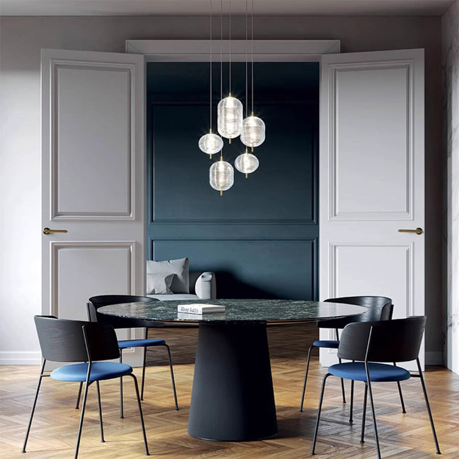 Ripple Pattern Glass LED Pendant Light-Lighting > Pendant Lights-casanuva-Gold-D15*H17cm-White Light-casanuva