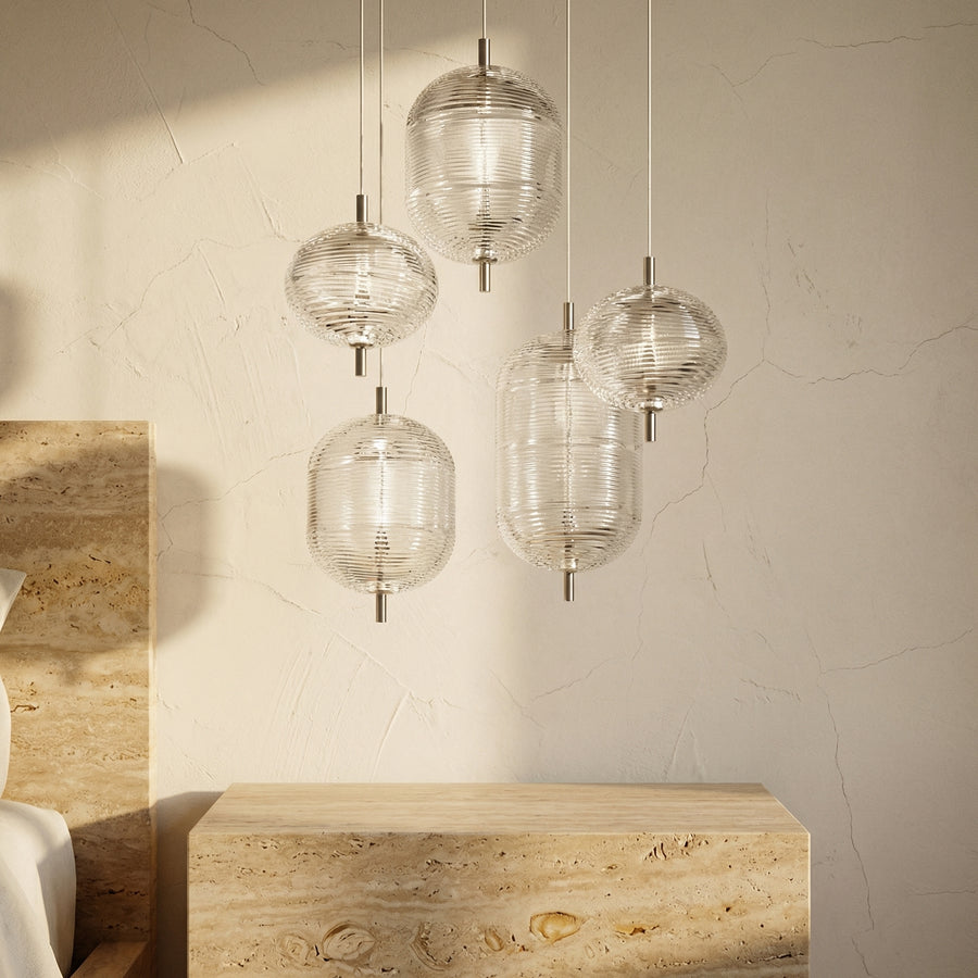 Ripple Pattern Glass LED Pendant Light-Lighting > Pendant Lights-casanuva-casanuva