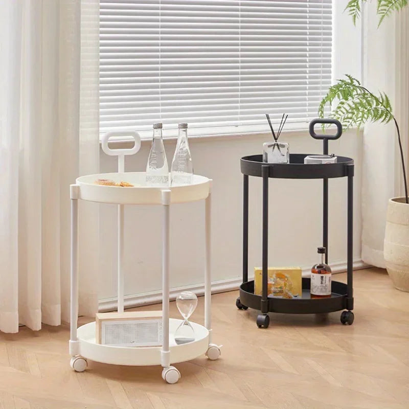 Rolling Side Table with Two Layers and Handle-Furniture > Side Tables-casanuva-casanuva