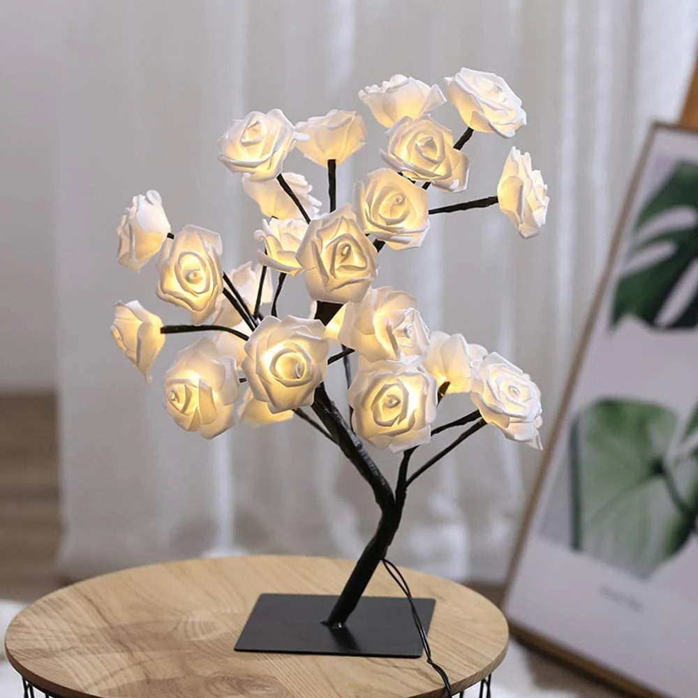 Rose Tree Floral Arrangement-Home Decor > Decorative Accessories-casanuva-White-casanuva
