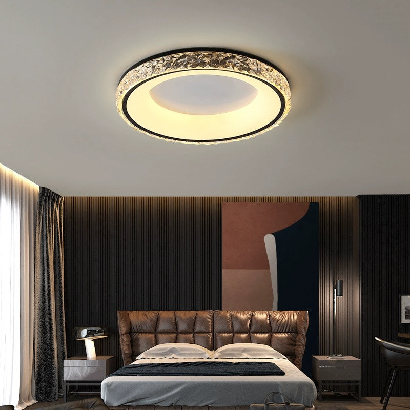 Round Acrylic Flush Mount Ceiling Light-Lighting > Ceiling Lights-casanuva-Black-Dimmable (Remote)-casanuva