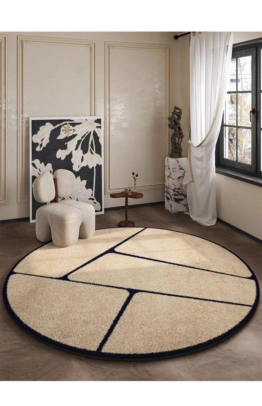 Round Carpet Soft Elegant Easy to Maintain French Style-Rugs & Mats > Area Rugs-casanuva-casanuva