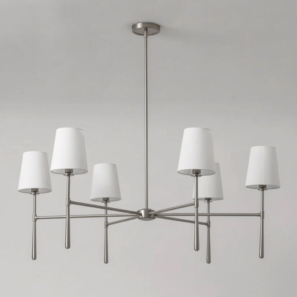 Round Chandelier Light Fixture-Lighting > Chandeliers & Pendant Lights-casanuva-6 heads 107cmx44cm-Nickel color-casanuva