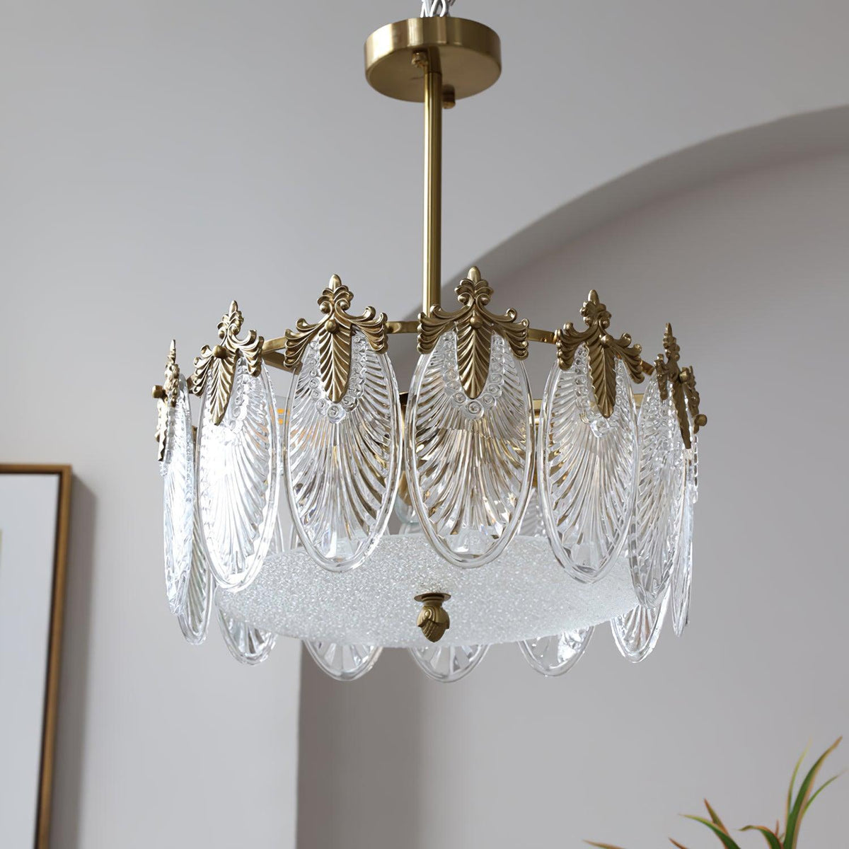 Round Decorative Glass Chandelier-Lighting > Chandeliers & Pendant Lights-casanuva-40cmx23cm-Copper+Clear-casanuva