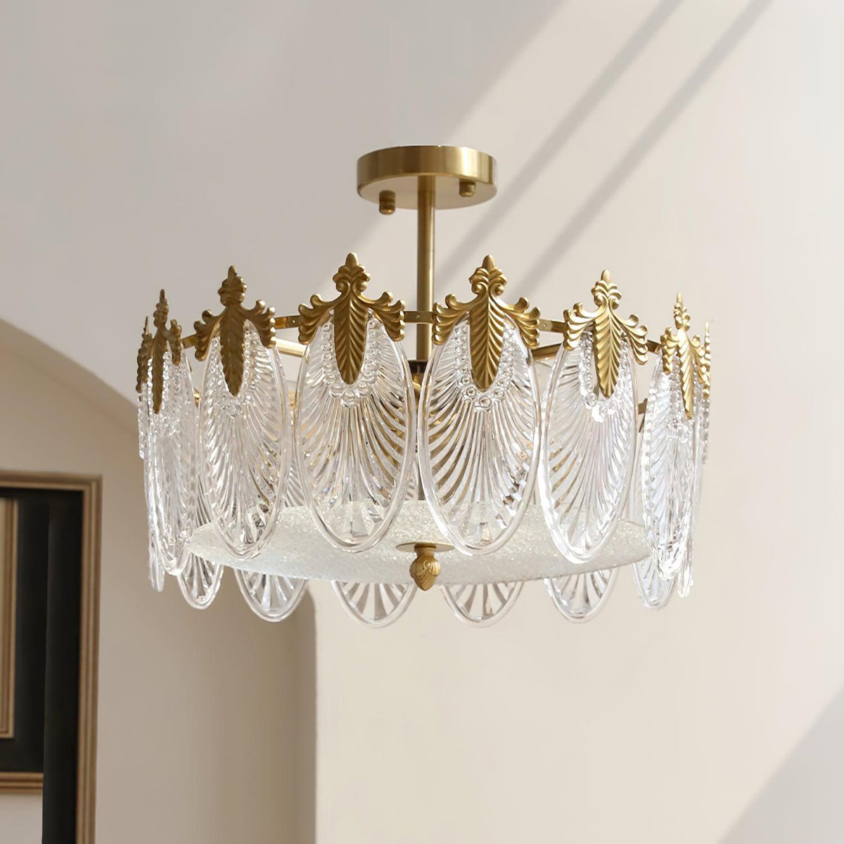 Round Decorative Glass Chandelier-Lighting > Chandeliers & Pendant Lights-casanuva-6 heads 50cmx23cm-Copper+Clear-casanuva