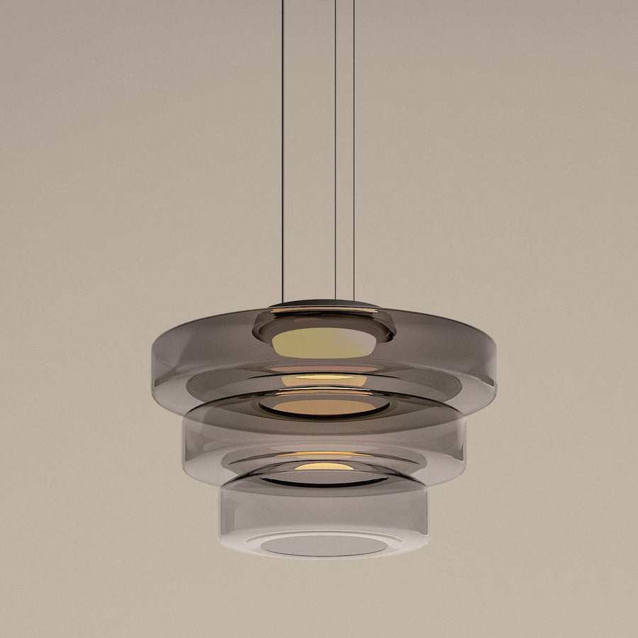 Round Glass Pendant Light Modern Design-Lighting > Pendant Lights-casanuva-Gray-Three Layer-D45 x H33 cm-casanuva