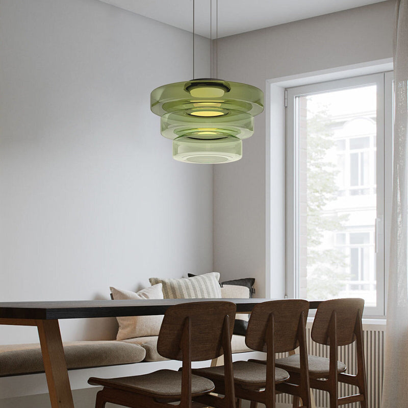 Round Glass Pendant Light Modern Design-Lighting > Pendant Lights-casanuva-Green-Three Layer-D45 x H33 cm-casanuva